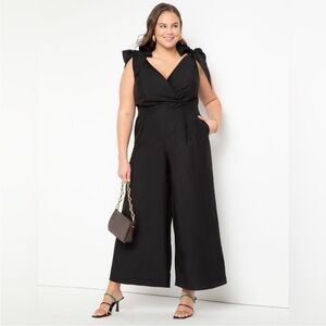 NWT Eloquii tie Sleeve wide leg Jumpsuit- Navy (not black)
